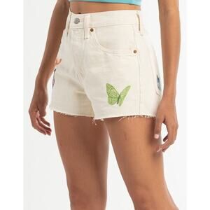 Levi's 501 Shorts Size 30 High Rise Button Fly Butterfly Cut Off Denim White NWT